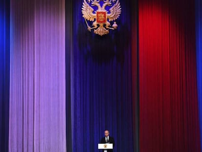 Vlad&iacute;mir Putin, durante una gala en el Kremlin, este jueves.