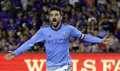 David Villa celebra un gol con el New York City al Orlando City el pasado 21 de mayo.