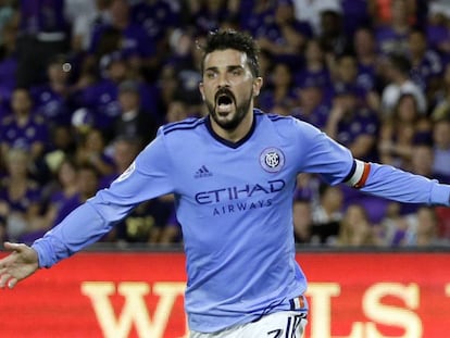 David Villa celebra un gol con el New York City al Orlando City el pasado 21 de mayo.