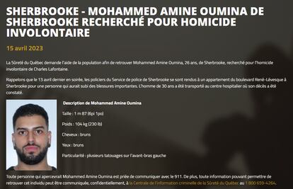 Orden de detención contra Mohammed Amine, emitida por la policía del Quebec.