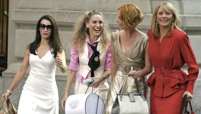 Las actrices protagonistas de 'Sexo en Nueva York', durante el rodaje de la película basada en la serie, en septiembre de 2007.