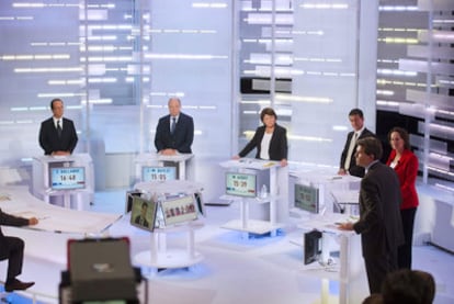 Los seis candidatos del Partido Socialista francés, en el segundo debate televisado.
