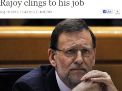La noticia de la comparecencia de Rajoy en la web del diario 'The Economist'.