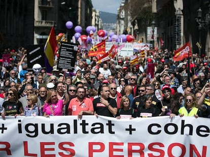 Manifestación del Día Internacional del Trabajador, el pasado 1 de mayo en Barcelona.