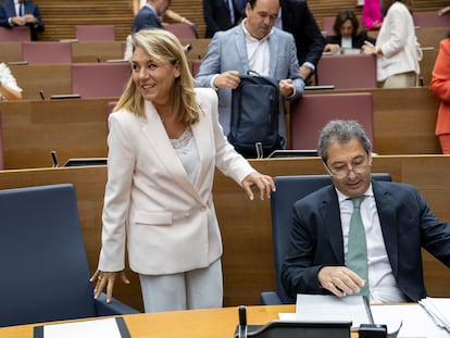 La vicepresidenta segunda y consejera de Servicios Sociales, Susana Camarero, este miércoles en las Cortes valencianas, junto al vicepresidente primero Vicente Barrera.