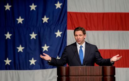 Ron DeSantis da un discurso el 12 de mayo en Peoria (Estado de Illinois).