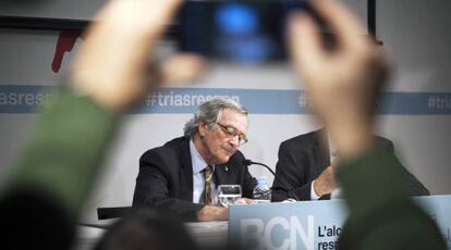 Xavier Trias, ayer en la conferencia de prensa del Colegio de Periodistas.