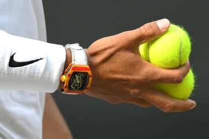 Detalle del reloj que utiliza Rafa Nadal, valorado en 725.000 dólares.