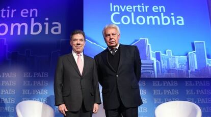 Juan Manuel Santos, presidente de Colombia, y Felipe Gonz&aacute;lez.