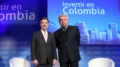 Juan Manuel Santos, presidente de Colombia, y Felipe González.