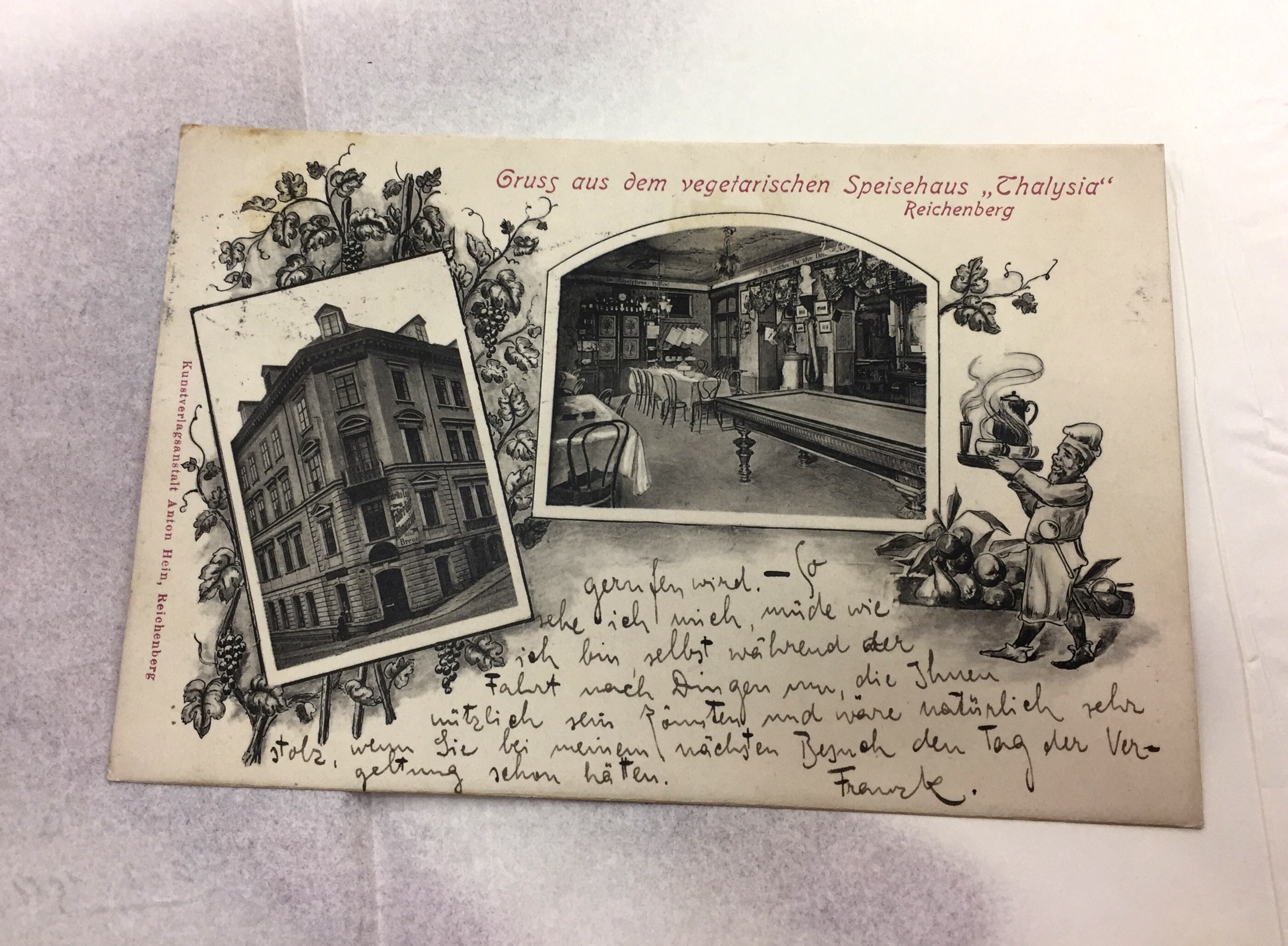 Una postal que envió Franz Kafka a su amigo y editor Max Brod. En la Biblioteca Nacional de Jerusalén