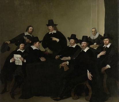 Jacob Backer (1608/09-1651), 'Los gobernadores de Nieuwezijds Huiszittenhuis en Ámsterdam', 1650; de la colección del Rijksmuseum.