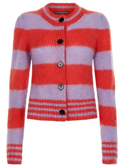 Chaqueta de lana y mohair de rayas en dos potentes colores para un estilo vintage y potente al mismo tiempo. Es de Alexa Chung y su precio 285 euros.