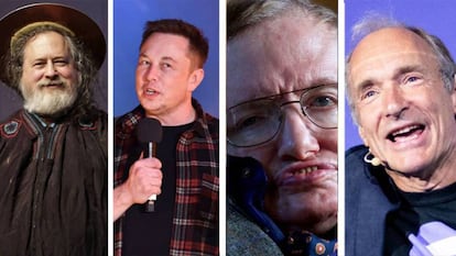 Richard Stallman, Elon Musk, Stephen Hawking y Tim Berners Lee.