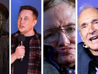 Richard Stallman, Elon Musk, Stephen Hawking y Tim Berners Lee.