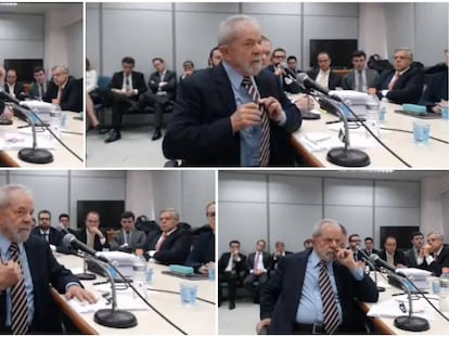 Cuatro momentos de la declaración judicial de Lula.