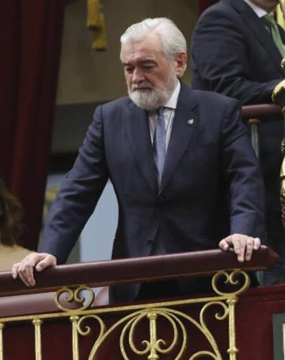 El director de la RAE, Darío Villanueva, en el Congreso el pasado 6 de diciembre, en el acto de conmemoración del 40 aniversario de la Constitución.