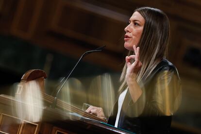 La diputada de Junts per Catalunya, Míriam Nogueras, durante su intervención este jueves en el Congreso.