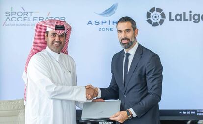 El directivo y exfutbolista Fernando Sanz durante un acto de LaLiga en Qatar.