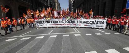 Los manifestantes, en Barcelona.