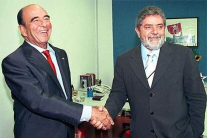 Imagen de archivo de una entrevista entre el entonces presidente de Brasil y el presidente del Santander.