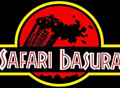 Logotipo de Basurama, que juega con el de la película <i>Jurassic Park.</i>