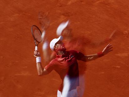 Djokovic, durante el partido de octavos contra Cerúndolo.