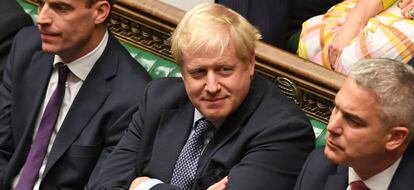 Boris Johnson en e Parlamento británico el pasado sábado.