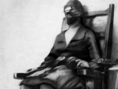 Ruth Snyder, en la silla eléctrica, en 1928.
