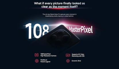 Cámara del teléfono Redmi Note 15 5G de Xiaomi