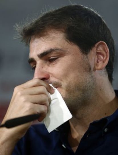 Casillas, durante su despedida.