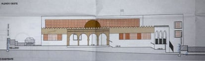 Plano del aspecto exterior que, según el proyecto aprobado, tendría la futura mezquita de Torroella de Montgrí.