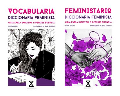 Portadas de Diccionarias Feministas, publicaciones escritas por Alma Karla Sandoval y Denisse Buendía.