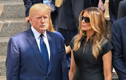 Donald y Melania Trump, en el funeral de Ivana Trump celebrado en Nueva York el 20 de julio de 2022.