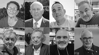 De izquierda a derecha, empezando por la fila de arriba: Anunciación, Jose Luis Marín,  Juan Vicente Madrid, Luciano Bravo Morales, Manuel Blesa, Miguel Burdeos, Miguel Manuel Bonilla Cantero y  Vicente Tarancón.