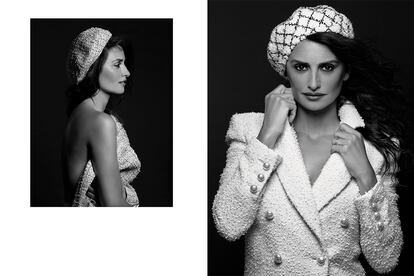 El famoso tweed, la gorra marinera o las perlas, señas de identidad de Chanel, protagonizan los looks de la oscarizada actriz.