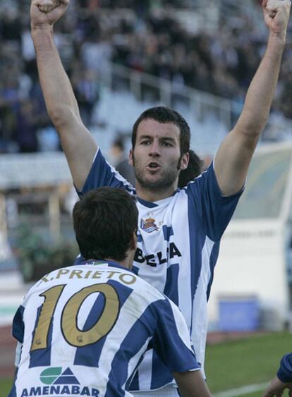 Agirretxe celebra el gol de la victoria