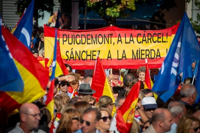 Manifestación del PP contra la amnistía, este domingo.