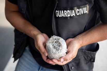 Amasijo de dinero triturado que se usa para entrenar al perro de la Guardia Civil 'Ogro'.