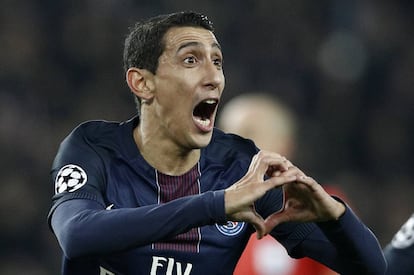 Di María celebra un gol ante el Barcelona.