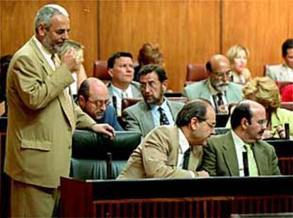 Ortega, Caballos, Chaves y Zarrías, durante el pasado debate del Estado de la Comunidad.