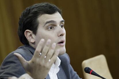 Albert Rivera hoy en el Parlamento de Andalucía.