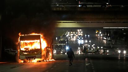 Seguidores de Jair Bolsonaro incendian vehículos en Brasilia la tarde de este lunes.