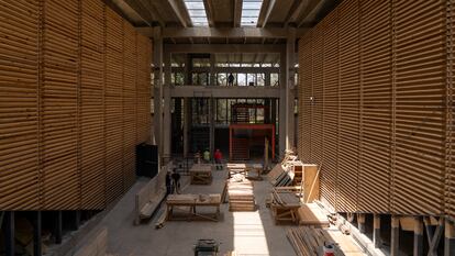 Avances de la construcción de la nueva Cineteca Nacional de Chapultepec, el 21 de mayo.