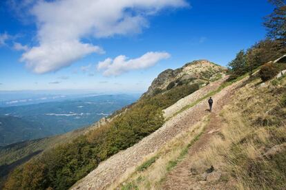 Un senderista en el Montseny, en la provincia de Barcelona.