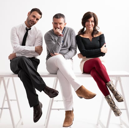 Fernández, Banderas and Adamuz, in a promotional image.