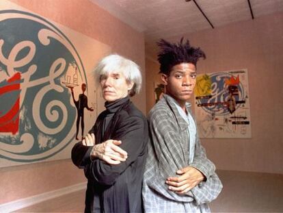 Andy Warhol y Jean-Michel Basquiat, en septiembre de 1985 en Nueva York. 