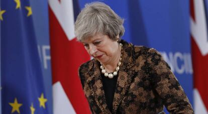 A primeira-ministra britânica, Theresa May, nesta sexta-feira em Bruxelas.