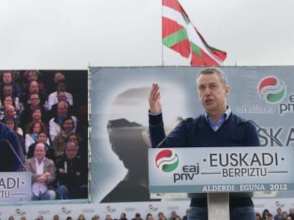 Iñigo Urkullu, en un momento de su intervención en el Alderdi Eguna del PNV celebrado en Vitoria.