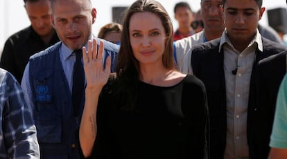 Angelina Jolie, en un campo de refugiados en Jordania.